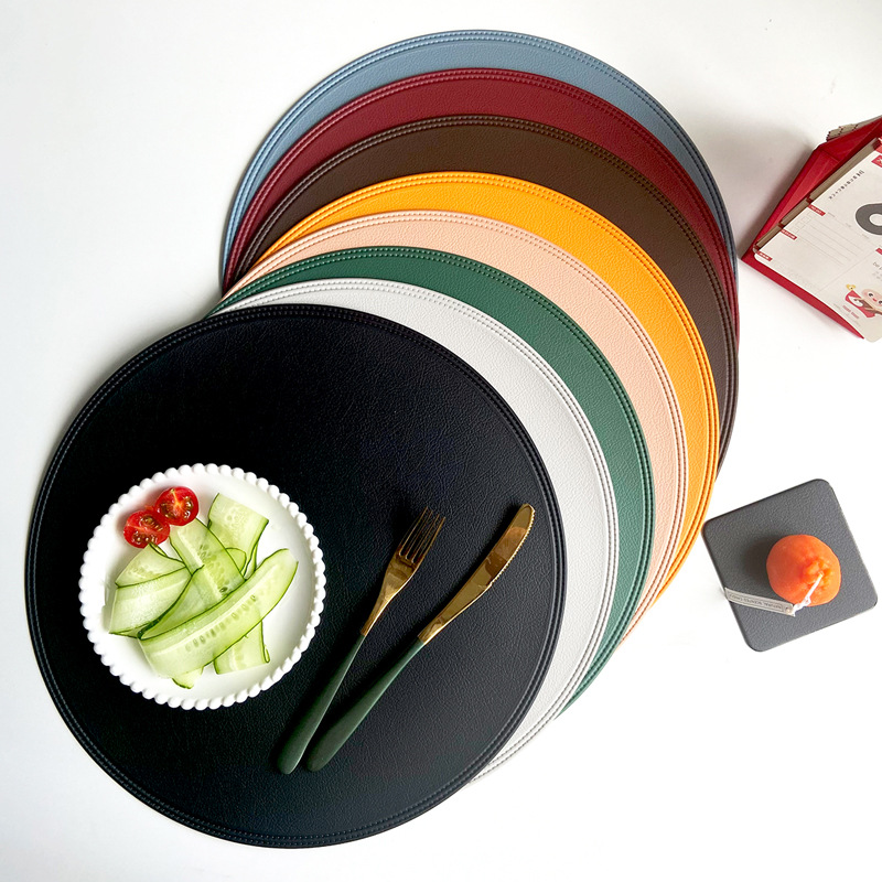 Nordic style imitation leather round 38cm placemat PVC mat