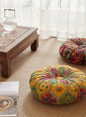 Bohemian round floor cushion zabuton pad tatami mat pad 坐垫