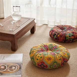 Bohemian round floor cushion zabuton pad tatami mat pad 坐垫