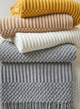 Nordic solid light luxury homestay sofa nap blanket 膝盖毯子