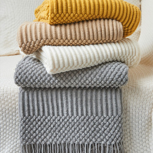 Nordic solid light luxury homestay sofa nap blanket 膝盖毯子