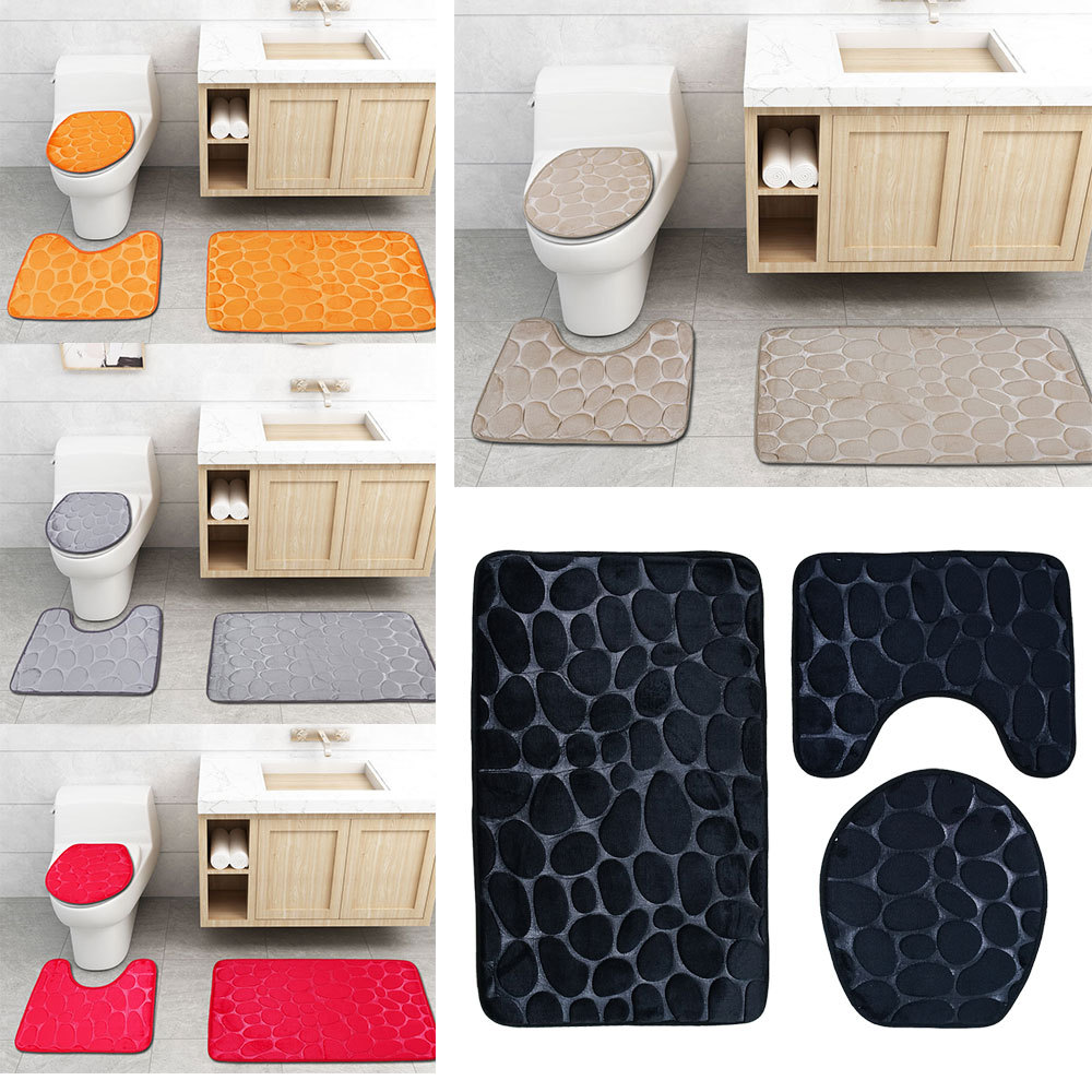 Carpet floor mat toilet three-piece 3D stone bathroom mat
