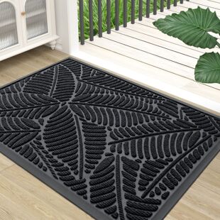 Natural Rubber Leaf Pattern Doormat, Non-slip Entrance Mat