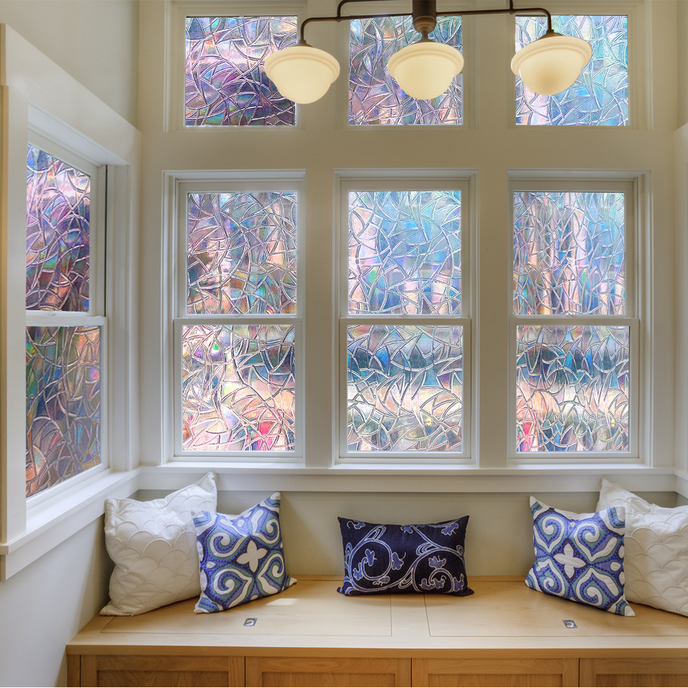 Office window 3D colorful scale glass partition wall sticker