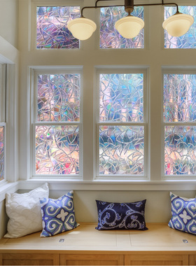 Office window 3D colorful scale glass partition wall sticker