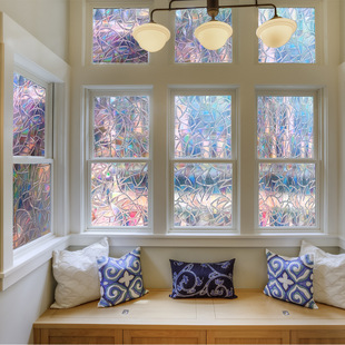 Office window 3D colorful scale glass partition wall sticker