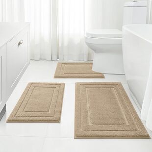 Imitation Cashmere Bathroom 3-Piece Non-slip  floor Mat Set