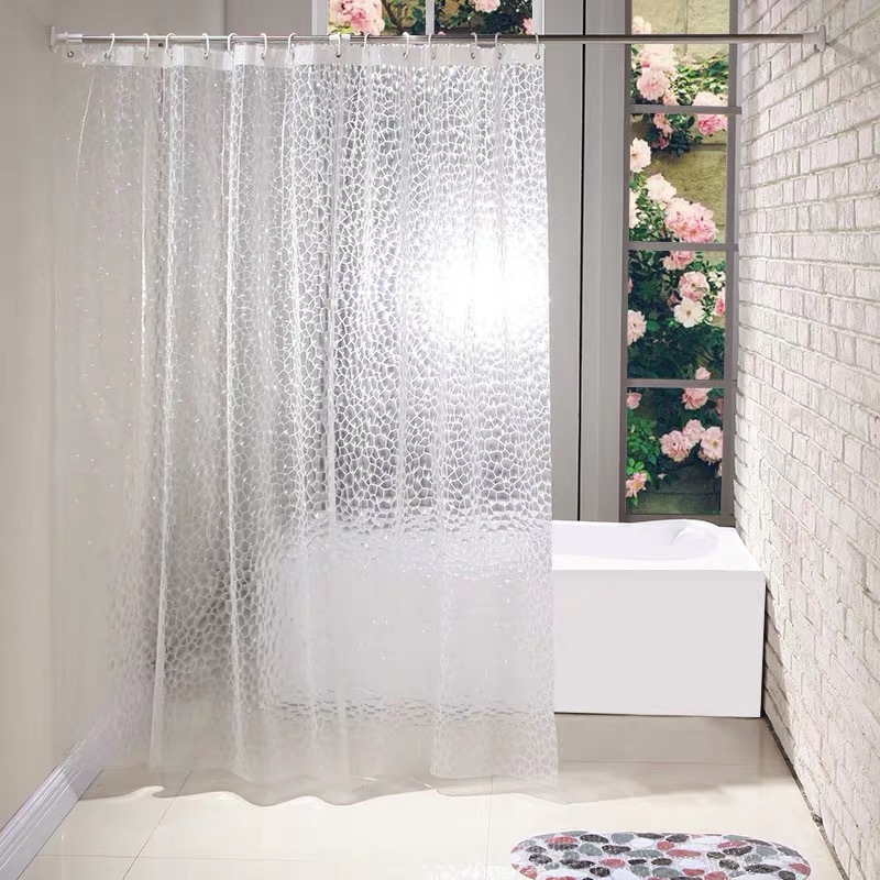 3D water cube translucent shower curtain waterproof curtain-封面