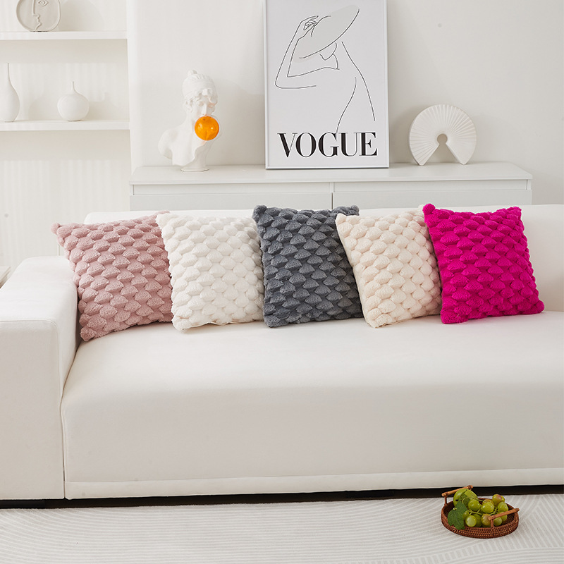 北欧云朵仿兔绒抱枕套