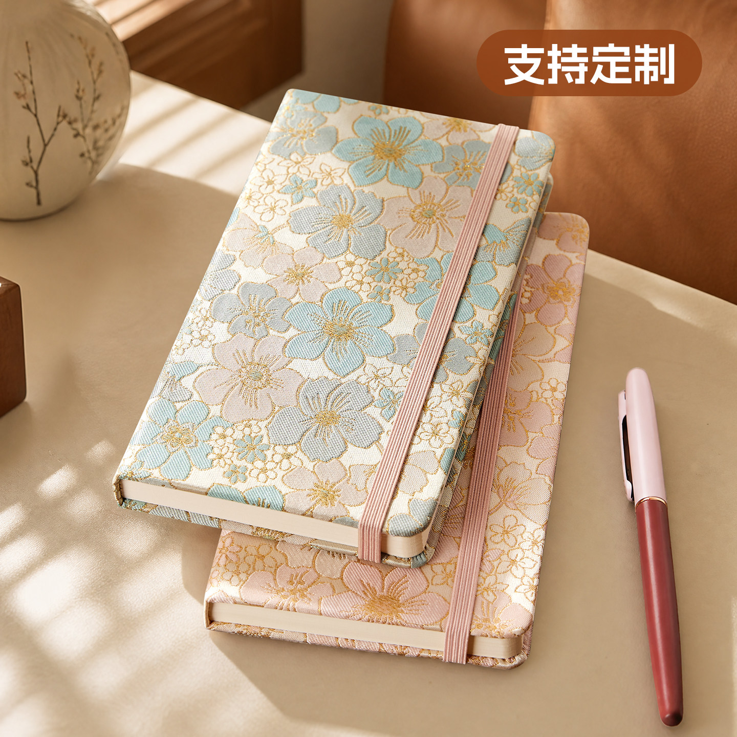 高颜值布艺笔记本本子可爱少女心盖章记事日记本文艺小清新A5A6手账本旅游随身便携A7迷你口袋本定制可印logo