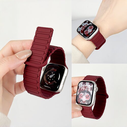 适用苹果手表表带s11/s10磁吸回环applewatch11硅胶磁吸watchS10/11女高级iWatchs9/Ultra3智能配件明星同款