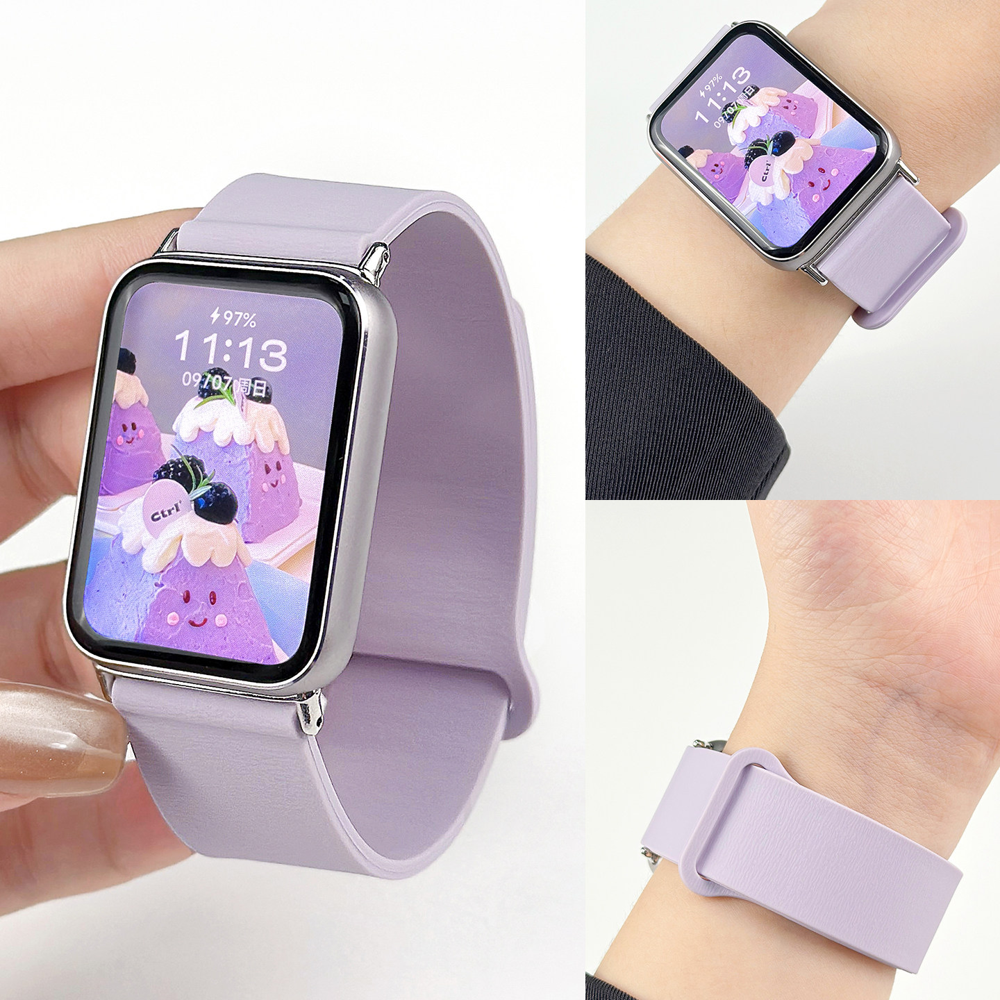 适用小米手环10Pro/8pro手表带9Pro腕带木纹硅胶磁吸红米watch6/5表链红米4男女通用智能替换红米4/5替换带