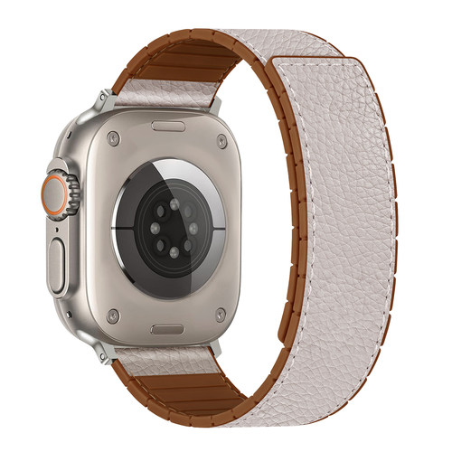 适用苹果s12手表表带iwatchs11皮质磁吸11腕带applewatch硅胶s10女款se男生s9运动s8透气s7新款ultra3手表带