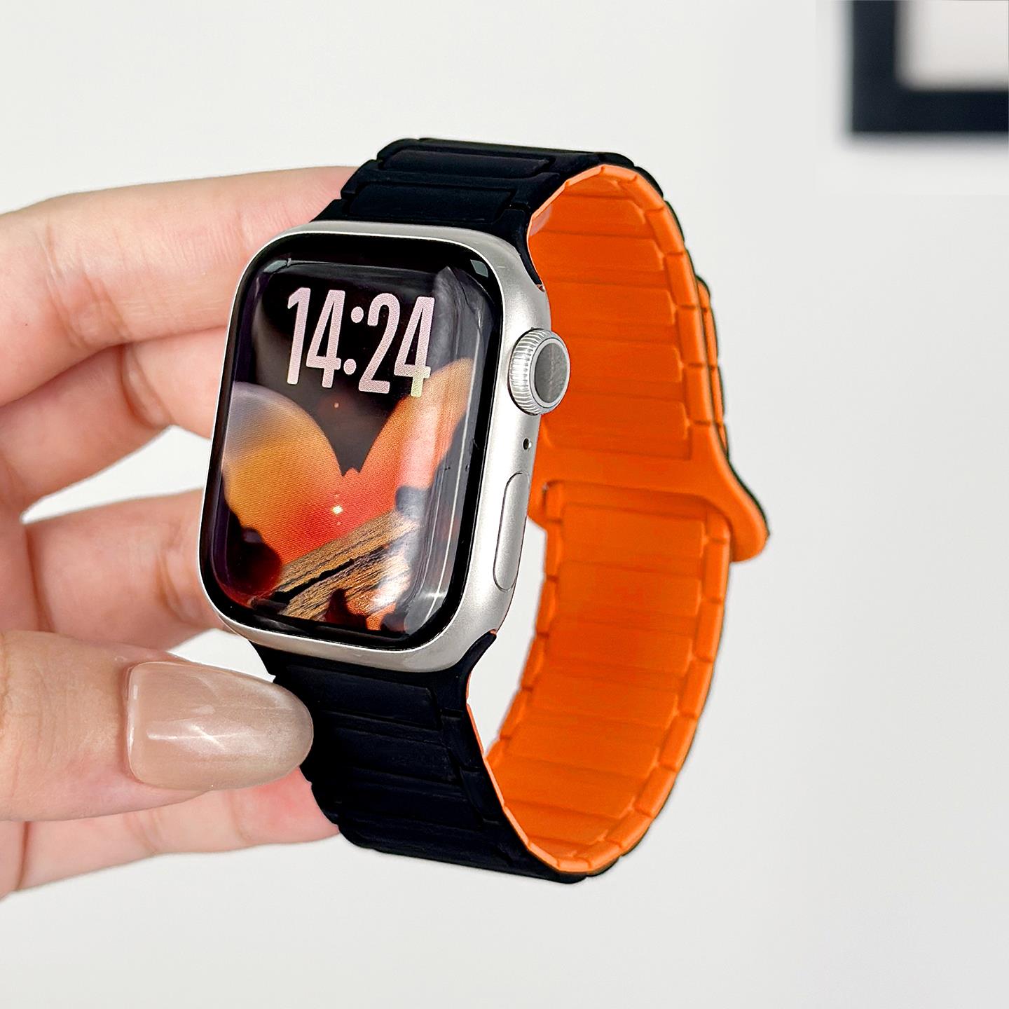 适用苹果s11新款s10手表表带iwatch11腕带applewatchs10磁吸硅胶series9版春夏时尚高级感女款表链张婧仪同款