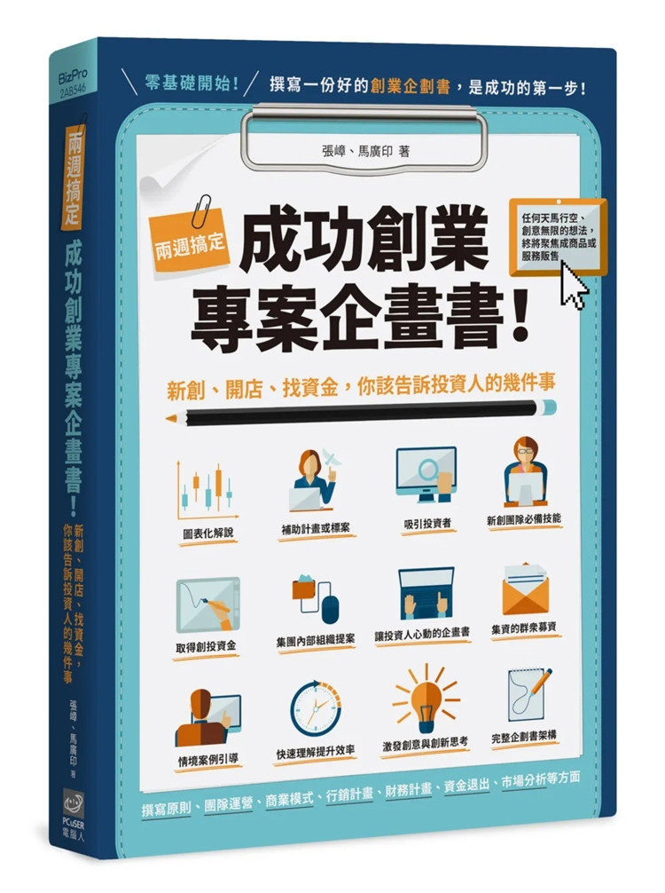 现货 两周搞定，成功创业项目计划书：新创、开店、找资金，你该告诉投资人 22 张嶂、马广印 PCuSER计算机人文化 进口原版