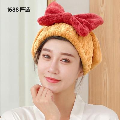 珊瑚绒蝴蝶结干发帽女加厚超强吸水可爱家用柔软速干包头毛巾