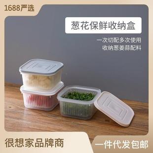 食品级塑料分格保鲜盒 冰箱专用葱姜蒜密封神器可沥水食物收纳盒J