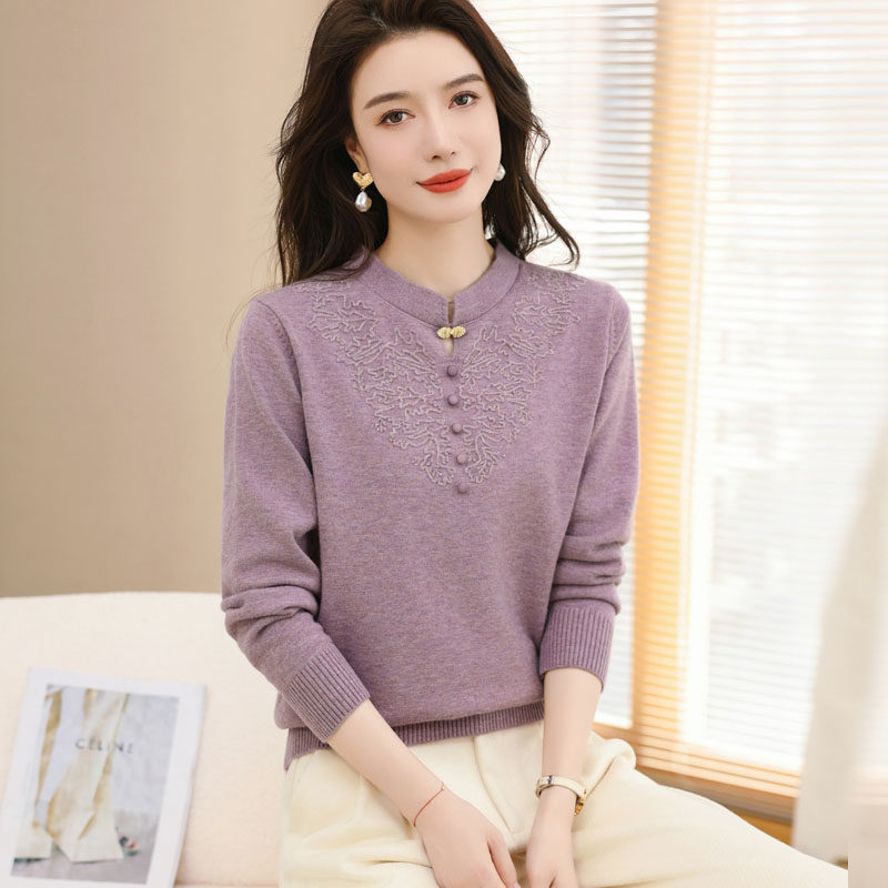 中老年女装针织小衫洋气上衣图片