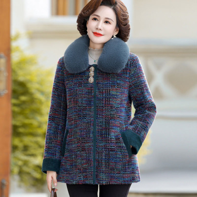 中老年冬季水貂绒毛呢上衣