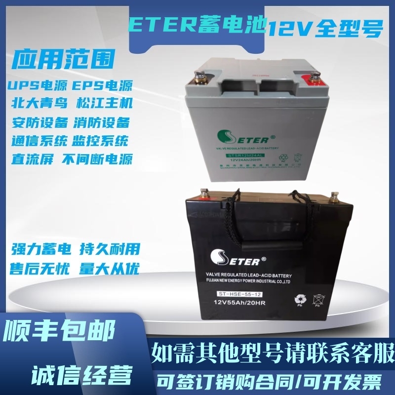 ETER蓄电池HSE100-12/12V100AH65A40A24A17直流屏EPS/UPS机房基站