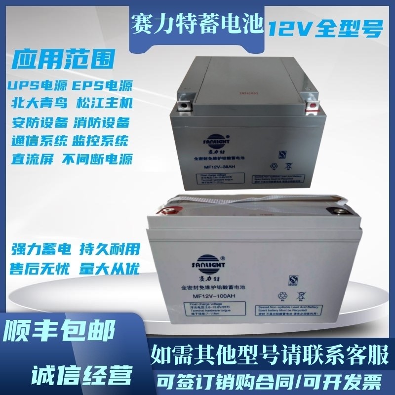 赛力特蓄电池12V24/38AH100ah7a应急电源集中电源消防主机ups电源
