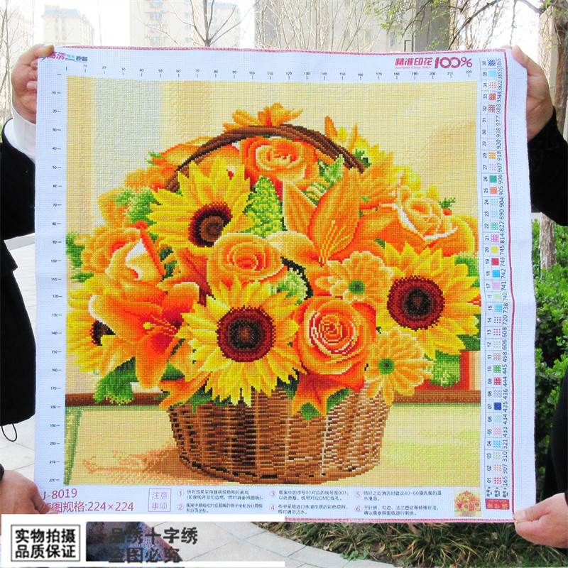 欣欣向荣十字绣成品新款客厅向日葵花篮纯手工满绣好的小幅餐厅画,居家布艺,十字绣成品,淘宝优惠券,粉丝福利购,淘宝优惠卷