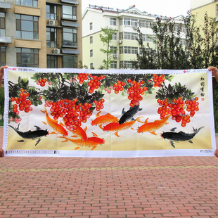 纯手工十字绣成品新款红利有余大吉大利九鱼图年年有余大幅装饰画