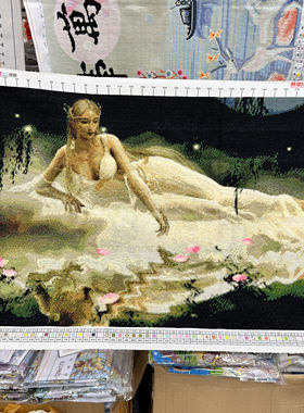 纯手工十字绣成品新款云端睡美人美女风景画客厅卧室装饰画挂画
