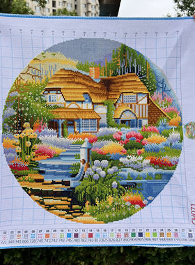 纯手工十字绣成品新款吉瑞之家家园花园小屋湖边小屋悠然小居挂画