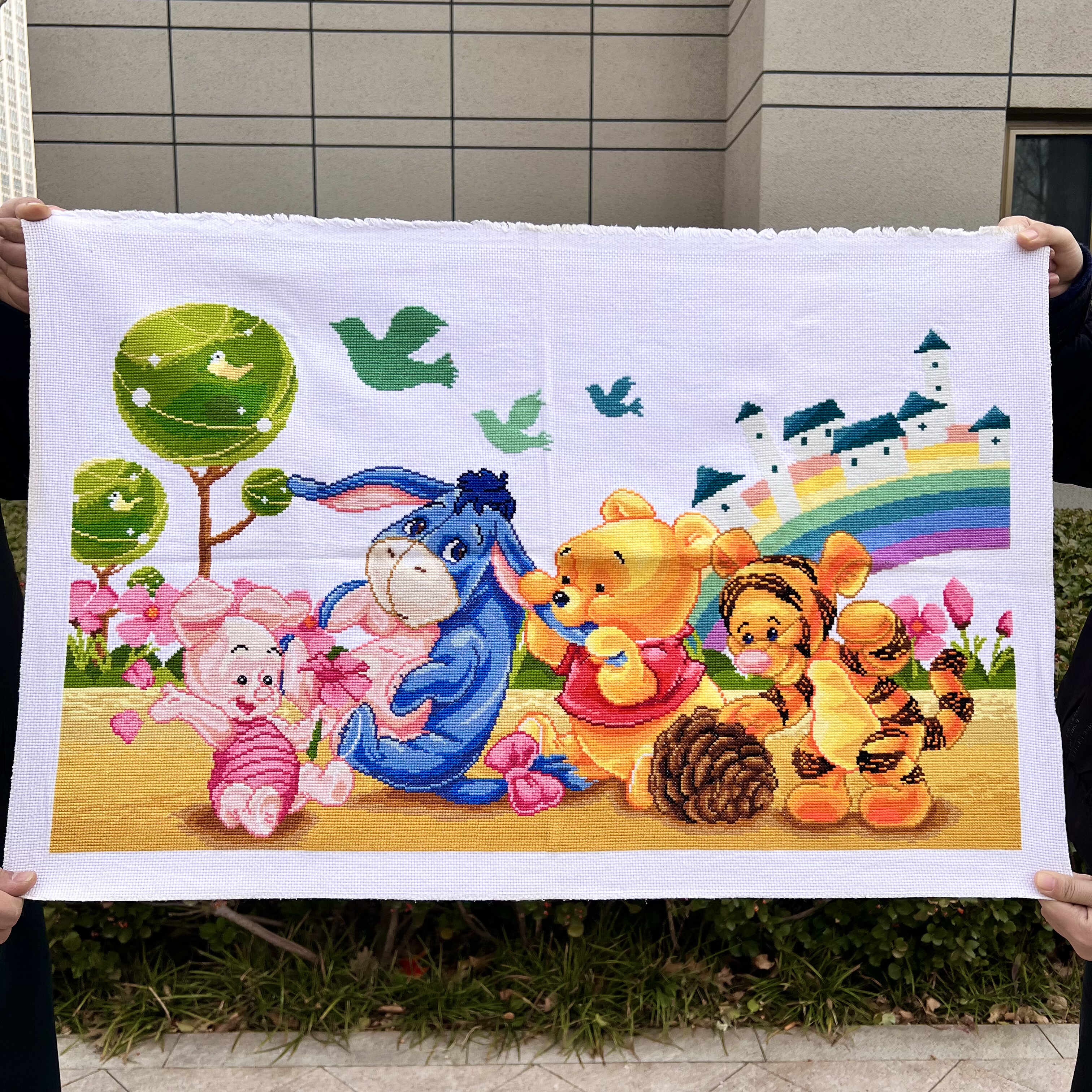 纯手工绣好的十字绣成品新款小熊维尼跳跳虎客厅卡通装饰画儿童房,居家布艺,十字绣成品,淘宝优惠券,粉丝福利购,淘宝优惠卷