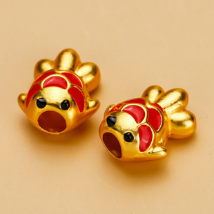 古法沙金滴油珐琅彩锦鲤年年有余鱼隔珠diy手链项链饰品配件材料