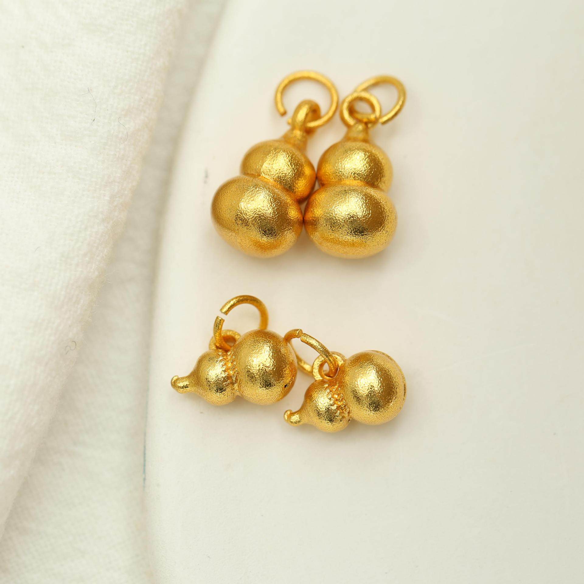 新款古法沙金葫芦吊坠diy手链项链手机链饰品配件男女网红同款