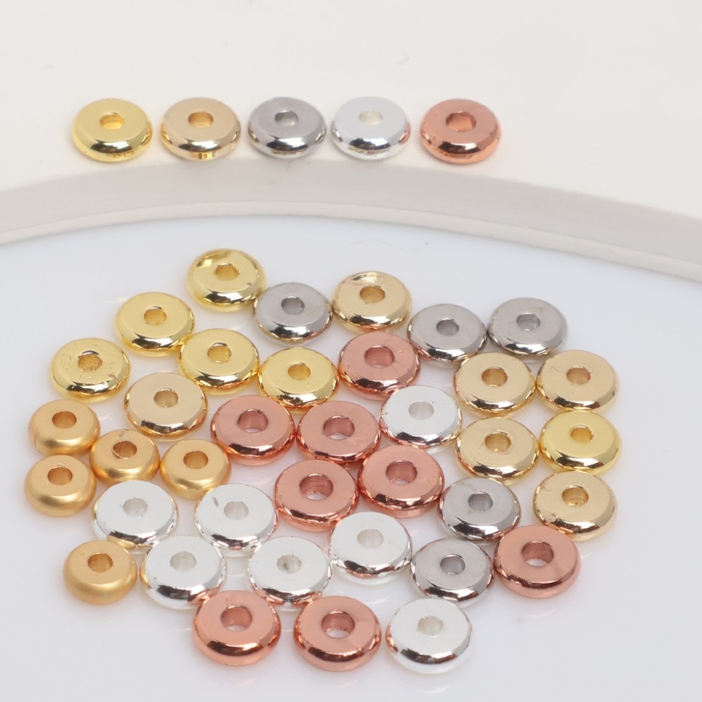 【100颗装】14k包金隔片珠diy手工串珠包车轮片光面散珠手链配件