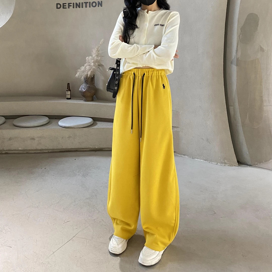 美式阔腿裤女春季2025新款宽松高腰垂感直筒休闲卫裤拖地运动裤子