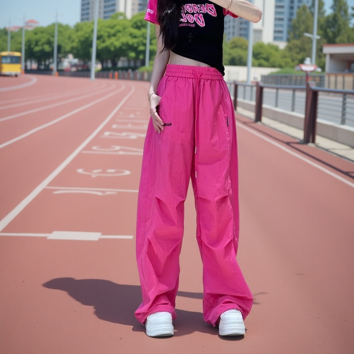 美式速干冰丝工装裤女2026新款夏季薄款宽松显瘦休闲防晒阔腿裤潮