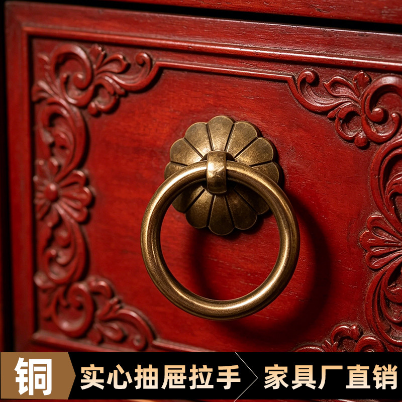 小拉手扣抽屉橱柜门铜柜子纯黄铜小拉手