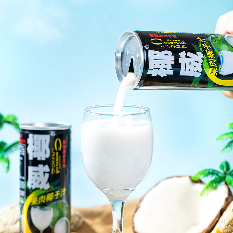 椰威正宗海南果肉椰子汁生榨新鲜果肉果汁饮料饮品椰奶245g*24罐