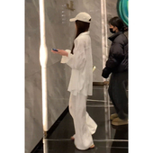 2025新款 女夏季 韩版 时尚 两件套 衬衫 气质减龄休闲防晒衣阔腿裤 套装