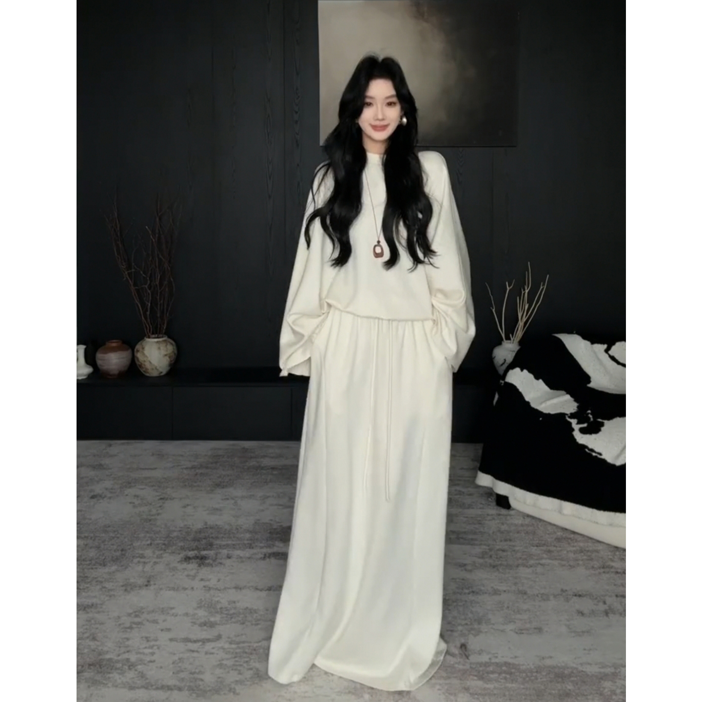 大方得体老钱风超好看冬裙套装女