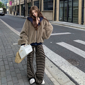 高级感网红2025炸街套装 慵懒风双面穿连帽外套休闲运动两件套冬装