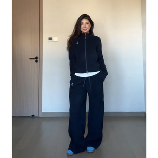 高级感时尚运动服套装女春秋季欧货复古休闲炸街加绒卫衣两件套潮