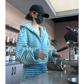 巨好看 条纹加绒卫衣休闲穿搭高级感运动服韩系小香风两件套冬装