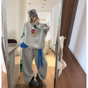 加绒运动卫衣套装女秋冬小个子高级感休闲时尚慵懒风复古两件套潮