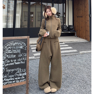 摇粒绒卫衣卫裤套装女秋冬高级感