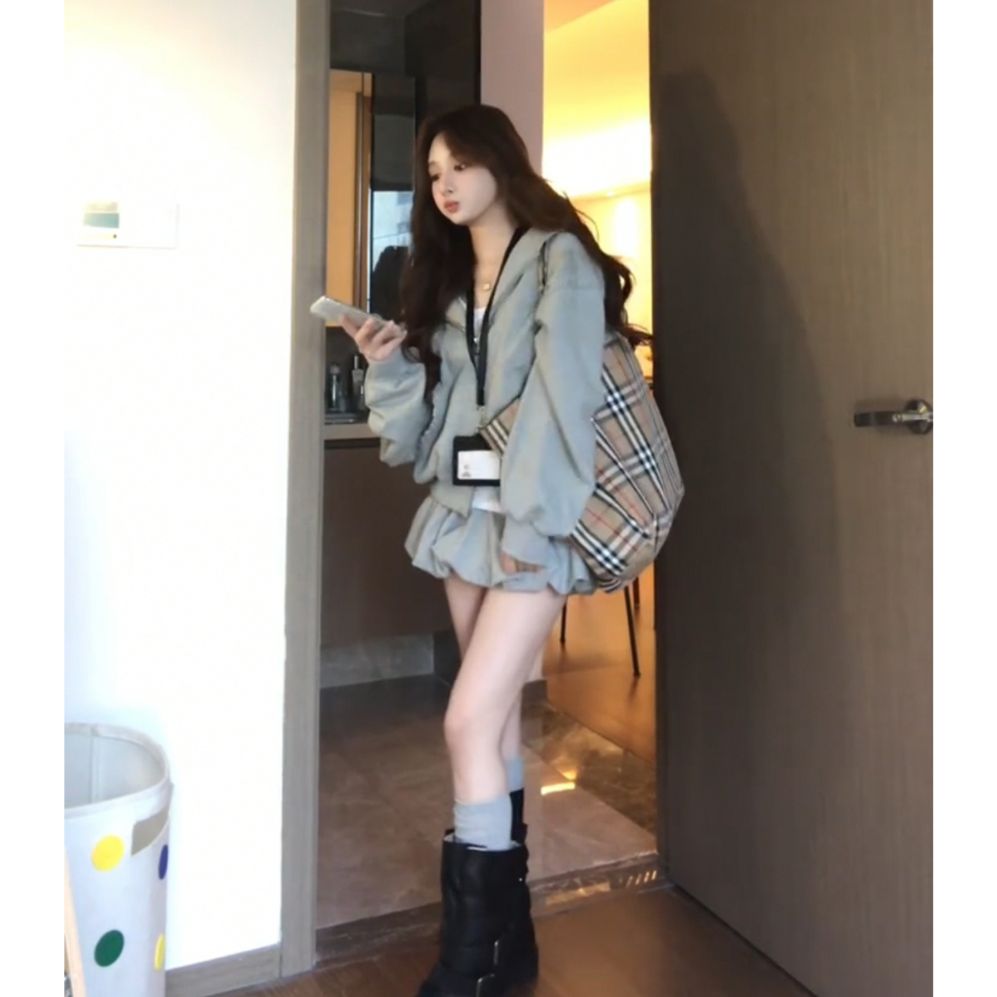慵懒风运动套装女春秋独特设计感连帽卫衣花苞短裙韩风chic一整套