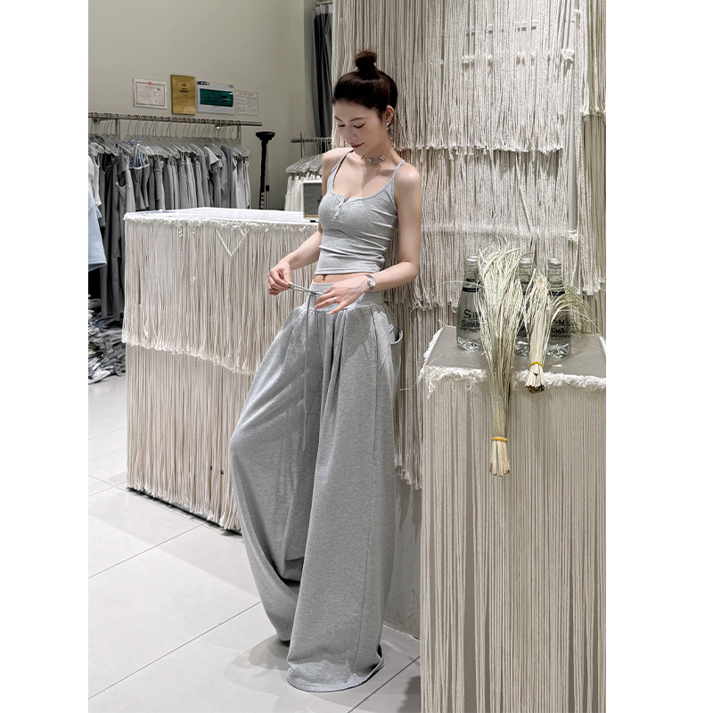 夏季时髦小众辣妹炸街吊带两件套