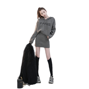 时尚套装女秋冬装搭配一整套高级感慵懒风宽松毛衣半身裙子两件套