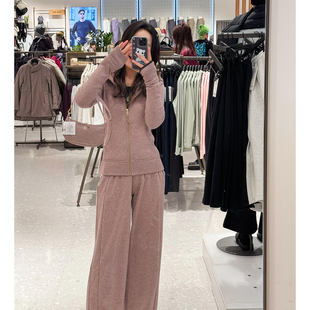 2026巨好看的运动套装超火冬装高级感加绒加厚修身连帽卫衣两件套