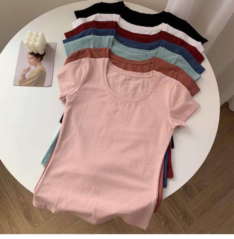 软糯品质短袖打底上衣T恤女纯棉短款打底衫圆领练功服舞蹈服装夏