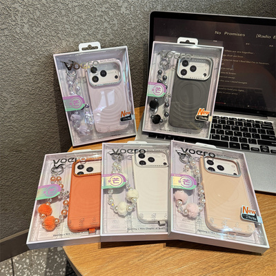 高级闪钻水波纹适用iPhone17promax手机壳新款星芒苹果16pro防摔15promax全包ip17轻奢女14pm带手腕链保护套